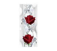 3d Stickers Porte Fleurs rouges L83 x H204cm 3d Sticker Porte En Bois Auto-AdhéSif Mural De La Maison Stickers Muraux Chambre Salon Affiche Amovible Art Autocollants