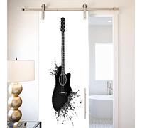 3D Stickers Porte Guitare Instrument De Musique Noire 77 X 200 Cm Auto-Adhésif Mural Décoration De La Maison Stickers Muraux Chambre Salon Affiche Amovible Art Autocollants - Photos De Porte - Peintu