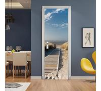 3d Stickers Porte Jaune & plage Auto-AdhéSive Murale DéCoration De La Maison Stickers Muraux Chambre Salon Amovible Affiche Art Autocollants L77 x H200cm