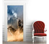 3d Stickers Porte Loup Auto-AdhéSif Mural DéCoration De La Maison Stickers Muraux Chambre Salon Amovible Affiche Art Autocollants-77x200 cm