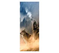 3d Stickers Porte Loup Auto-AdhéSif Mural DéCoration De La Maison Stickers Muraux Chambre Salon Amovible Affiche Art Autocollants-77x200 cm