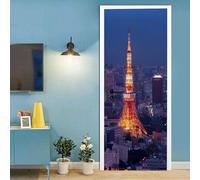 3D Stickers Porte Paysage Architectural De La Tour Eiffel À Paris 85 X 215 Cm Auto-Adhésif Mural Décoration De La Maison Sticker Mural Art Autocollant Chambre Salon Affiche Amovible - Phot-3706348005