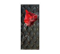 3d Stickers Porte Rose rouge L77 x H200cm 3d Sticker Porte En Bois Auto-AdhéSif Mural De La Maison Stickers Muraux Chambre Salon Affiche Amovible Art Autocollants