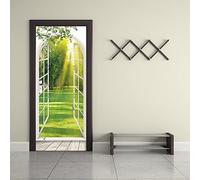 3d Stickers Porte Vue de la fenêtre à la lumière du jour 3d Sticker Porte En Bois Auto-AdhéSif Mural De La Maison Stickers Muraux Chambre Salon Affiche Amovible Art Autocollants L83 x H204cm