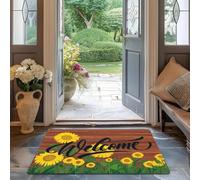 3D Sunflower Welcome Doormat, Non-Slip Kitchen Floor Mat, Machine Washable, Anti-Fatigue Home Decor for Entryway, Living Room-50x80cm