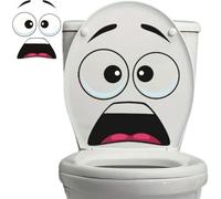 3D Surprised Face Toilet Decal, Poubelle Toilette Sticker Wc, Stickers Abattant Wc, Pour Wc Amovibles Autocollant RéFrigéRateur Heureux Sticker Pour Toilette Salle De Bain Poubelle (3PCS)