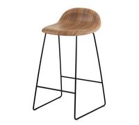 3D Tabouret de bar 65 Noyer - Sledge Base Noir - Patins en plastique Gubi - 5715015971515