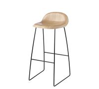 3D Tabouret de bar 75 Chêne - Sledge Base Noir - Patins en plastique Gubi - 5715015972079