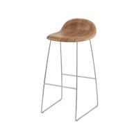 3D Tabouret de bar 75 Noyer - Sledge Base Acier - Patins en plastique Gubi - 5715015972017