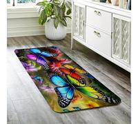 3D Tapis de Bain à Motif Papillon Vibrant en Polyester antidérapant, Lavable en Machine, de Salle de Bain rectangulaire avec Un Motif Floral coloré