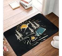 3D Tapis de Bain de Cuisine à Motif d’Aventure Camping Camping Randonnée Montagne de Salle de Bain imprimé Cuisine à Motifs d’entrée intérieure de Sol