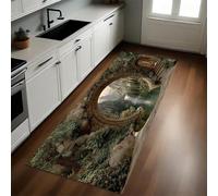 3D Tapis de Cuisine Forêt des Chutes Arches Lavable Doux Polyester 50 x 150 cm Tapis d’Entrée Absorbant Passage Couloir Facile à Nettoyer