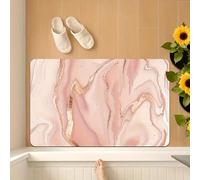 3D Tapis de Sol à Motif marbre Rose Romantique, fabriqué en Polyester, Lavable en Machine, adapté aux Chambres et Salons