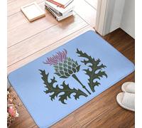 3D Tapis Fleur de Chardon d’Écosse sur de Sol Bleu pâle antidérapant pour l’entrée de la Cuisine, de Repose-Pieds de Salle de Bain