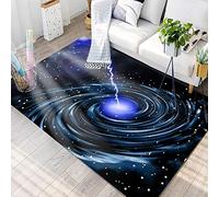 3D Tapis Star Galaxie Univers Motif Petit Tapis Salon Moderne Chambre Carre Antidérapant Enfant Ado Décoration Tapis, Gamer Tapis de Chaise Bleu Noir Lavable Antidérapant (B,100 x 160 cm)