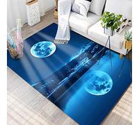 3D Tapis Star Galaxie Univers Motif Petit Tapis Salon Moderne Chambre Carre Antidérapant Enfant Ado Décoration Tapis, Gamer Tapis de Chaise Bleu Noir Lavable Antidérapant (D,60 x90 cm)
