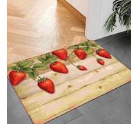 3D Tapis Strawberry Patterned Floor Mat, Non-Slip, Polyester Fabric, Machine Washable - Suitable for Bedroom/Living Room.