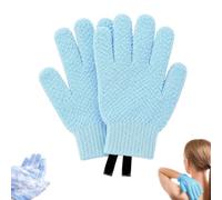 3D Textured Five-Finger Exfoliating Bath Gloves (Blue)