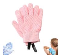 3D Textured Five-Finger Exfoliating Bath Gloves (Pink)