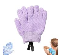3D Textured Five-Finger Exfoliating Bath Gloves (Purple)