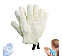 3D Textured Five-Finger Exfoliating Bath Gloves (White)