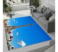 3D Tour Eiffel Tapis Salon Chambre Doux Confort Tapis Architecture Duveteux Poil Ras 160x230 cm Moquette Antidérapant Lavable Rug Moderne Couloir Intérieur de Plein Air(Image 1-2)