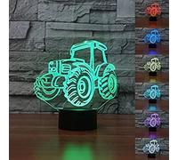 3D Tracteur Lampe Illusion d'optique Veilleuse, 7 couleurs changeantes Touch Switch Bureau Décoration de table Lampes cadeau de Noël parfait avec