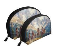 3D Tribal Warrior Lot de 2 trousses de maquillage portables Motif guerrier, blanc, Taille unique