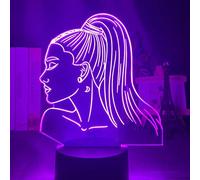 3D Veilleuse Chanteuse Ariana Grande Cadeau Pour Les Fans Chambre Décor Lumière Led Capteur Tactile Couleur Changeante Travail Bureau Lampe Célébrité-16 Couleurs Avec Télécommande