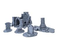 3D Vikings Ensemble de cimetière d'église en ruine - Terrain de table parfait pour donjons et dragons, jeux de guerre et jeux de rôle miniatures, échelle de 28 à 32 mm