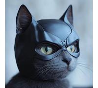 3D Vikings Le Chevalier Noir Miaou-lant (Batcat) - Masque de chauve-souris noir hilarant pour chats, costume pour animaux de compagnie pour Halloween ou pour s'amuser tous les jours
