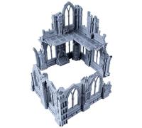 3D Vikings Série Ruines Gothiques - Ensemble 2 : Ruine bifurquée avec sections à deux étages et à un étage, échelle 28/32 mm