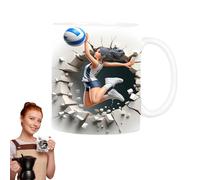 3D Volleyball Mug - Ceramic Coffee Cup, Sports Themed Novelty Mug, Milk Tea Beverage Holder, Flatted Design | Suitable Volleyball Fans Coffee Milk Tea Lovers, Perfect for Home Office School Kitchen Us