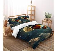 3D Voyage Céleste Parure De Lit Enfants 3 Pcs Décoration De Chambre À Coucher avec Taie d'oreiller avec Fermeture Éclair King（220x240cm）