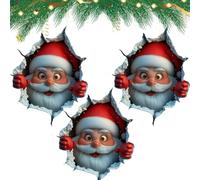3D Wall-Breaking Santa Claus Sticker, 3D Wall-Breaking Santa Claus Sticker, Christmas Creative Walls Sticker, for Xmas Window Walls, Living Room Bedroom Office (3pcs)