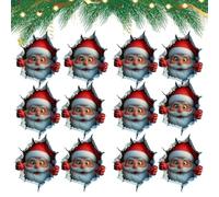3D Wall-Breaking Santa Claus Sticker, 3D Wall-Breaking Santa Claus Sticker, Christmas Creative Walls Sticker, for Xmas Window Walls, Living Room Bedroom Office (12pcs)