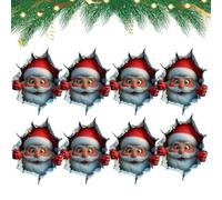 3D Wall-Breaking Santa Claus Sticker, 3D Wall-Breaking Santa Claus Sticker, Christmas Creative Walls Sticker, for Xmas Window Walls, Living Room Bedroom Office (8pcs)