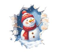 3D Wall-Breaking Santa Claus Wall Stickers with Breaking Through the Wall Effect, Cute Christmas Walls Decals Peel and Stick, Self-Adhesive Toilet Sticker Decoration for Christmas Party Kitchen Room