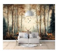 3D Wall Murals Self-adhesive Wallpaper Forest animals Deer 100x70cm Space Decor Paintings Paper Suitable for Tv Background Living Room and Bedroom Art