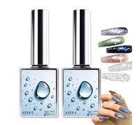 3D Water Drop Gel Top Coat Set (2 × 15ml) - No Wipe, Raindrop Bubble Effect, Water Droplet Gel Nail Polish,Vernis à Ongles Gel,High Gloss Rain Drop UV LED Nail Gel Polish, 2-Step DIY Manicure System