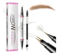 3D Waterproof Microblading Eyebrow Pen, 2-in-1 Eyebrow Pencil and Eyeliner for Women with Precise Brush-Tip Creates Naturally Grown Eyebrow Hairs, Last All-Day (Light Brown)
