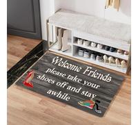 3D Welcome Friends, Please Take Your Shoes Off Non-Slip Floor MatIndoor and Outdoor Absorbent Foot Mat Suitable for Home Decoration-60x90cm