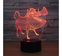 3D Wildschwein Cochon lampe Veilleuse, 7 couleurs changeantes Bureau Décoration de table Lampes cadeau de Noël parfait avec