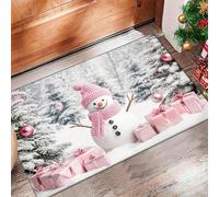 3D Winter Snowman Christmas Decoration Door Mat is Suitable for Home Holiday Decoration Room Bathroom Kitchen Floor mat-50x80cm