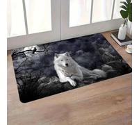 3D Wolf Print Floor Mat, Polyester Fabric, Machine Washable, Suitable for Bedroom and Living Room decoration-60x90cm