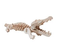 3D Wooden Animal Puzzle Wood Creative Artwork (026 Crocodile) | Builds imagination through realistic animal design in 3D puzzle assembly with cut parts and instructions