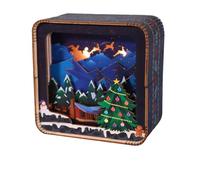 3D Wooden Puzzle Scène de Noël avec Lumières - Kit DIY Traîneau du Père Noël Coloré pour Adultes, Cadeau Unique et Décoration de Maison