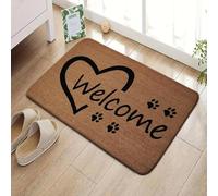 3D Yellow Dog Paw Print Flannel Mat - Thickened Non-Slip Backing, Indoor Outdoor Door Mat, Fun Welcome Gift for Pet Lovers-40x60cm