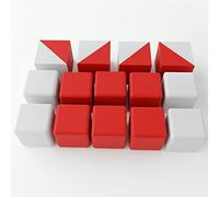 3D3 & CO - Cubes en Plastique Compatibles Test WPPSI, 14 Pièces: 4 Bicolores Rouge et Blanc, 6 Rouges et 4 Blancs