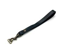 3dancraftit Dragonne de poignet en cuir véritable avec fermoir mousqueton et anneau en D pour porte-clés de rechange Noir 18 cm CF80D